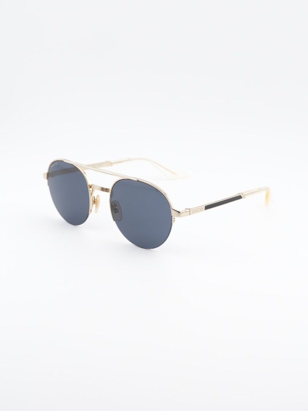 Gucci GG0984S 001 Unisex Sunglasses Gold Round Frame, Grey Lenses
